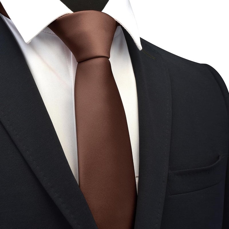 Branduce 3.15"（8cm） Mens Solid Satin Tie Pre-tied Adjustable Zipper Necktie for Business and Wedding - Image 2